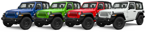4 Jeeps in various colors