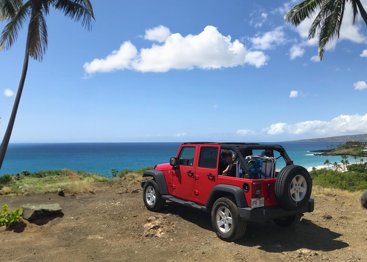 Red Jeep in Maui, Hawaii